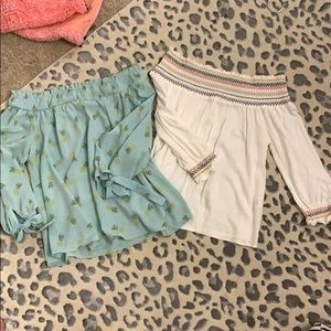 2 off the shoulder tops - pineapple and multi